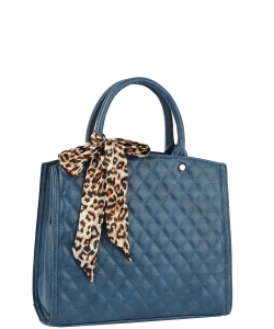 Fashion Quilted Leopard Scarf Satchel QF0031 BLUE